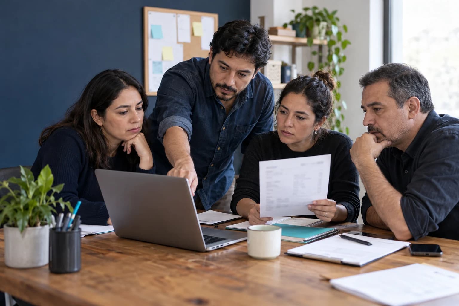 Equipo trabajando alrededor de una mesa